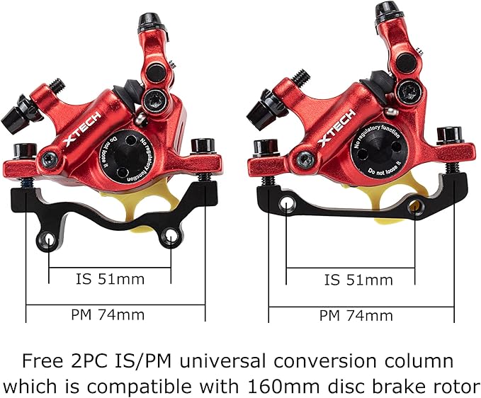 BUCKLOS Zoom HB-100 MTB Line Pulling Hydraulic Disc Brake Calipers Front + Rear, Aluminum Alloy Mountain Bike Hydraulic Disc Brakes with is/PM Universal Caliper Adapter for XC Trail, Fat Bike…