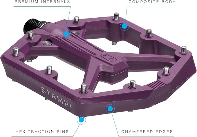 Crankbrothers Stamp Flat MTB Pedals - Size-Specific, Lightweight, Versatile, Durable Bike Pedals