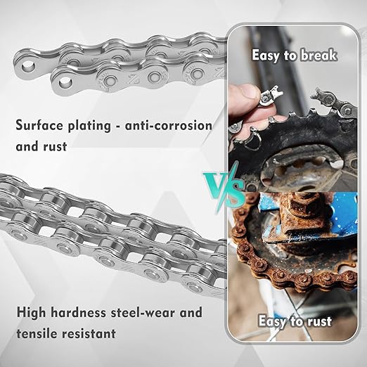 BUCKLOS 6/7/8/9/10/11/12 Speed Bike Chain, High Performance Lightweight Bicycle Chains for Road Bike/Mountain Bike/Ebike,Compatible with Shimano, SRAM, Campagnolo Silver/Gold