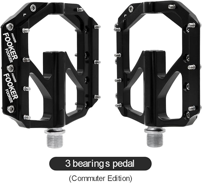 FOOKER Bike Pedals Non-Slip Aluminum Alloy MTB Mountain Bike Pedals 3 Bearing 9/16" for Road BMX MTB Bikes