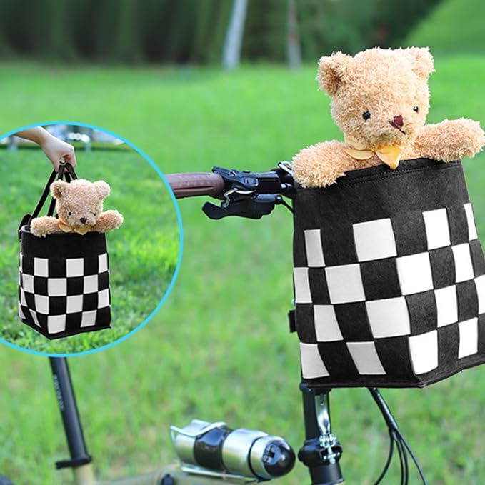 Bike Basket with a Fixed Holder,Kids Small Scooter Tricycle Accessories Kit with Bells Tools,Rust-Resistant Electric Bicycle Front Baskets Accessories for Women and Men