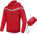CREATMO US Men's Packable Waterproof Running Rain Coats Reflective Cycling Jacket Windbreaker With Removable Hood