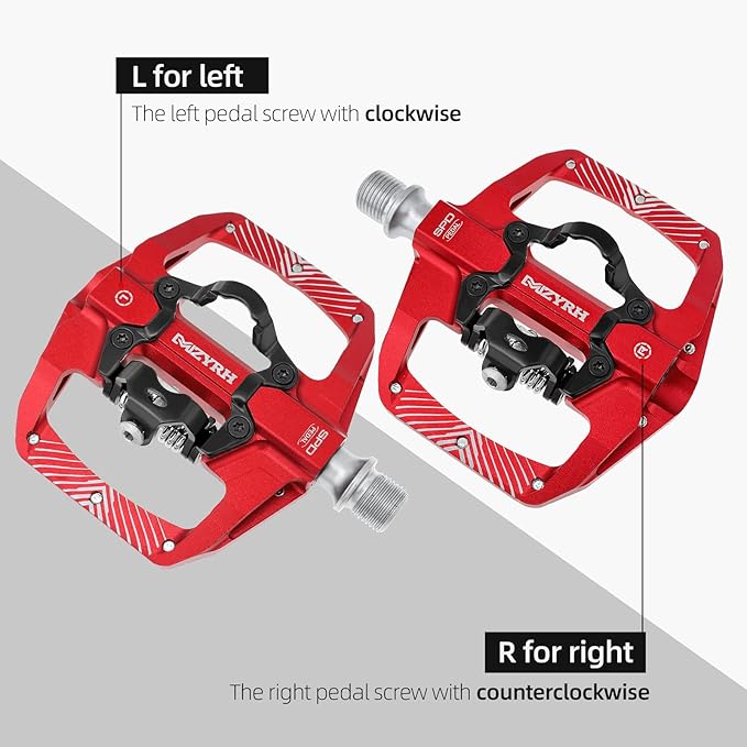 MZYRH Pedal,MTB Mountain Bike Pedals Compatible with Dual Function Sealed Clipless Aluminum 9/16" Bicycle Flat Platform with Cleats for Road, MTB
