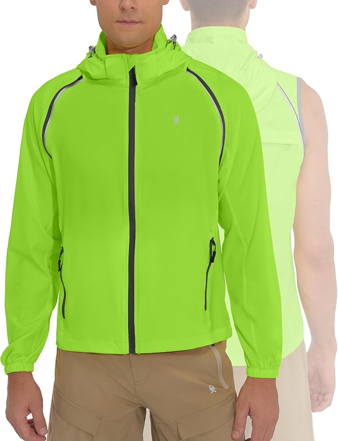 Little Donkey Andy Men's Quick-dry Running Jacket, Convertible UPF 50+ Cycling Jacket Windbreaker with Removable Sleeves