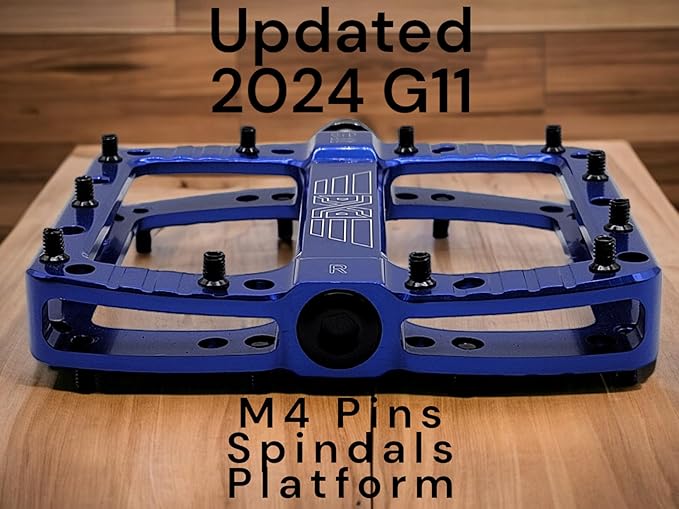 PDX G11 Mountain Bike Pedal MTB Pedal Large Concave Platform Machined Aluminum Polished Bicycle Non-Slip Pedals 9/16 Chromoly Spindle Smooth Ball Bearings