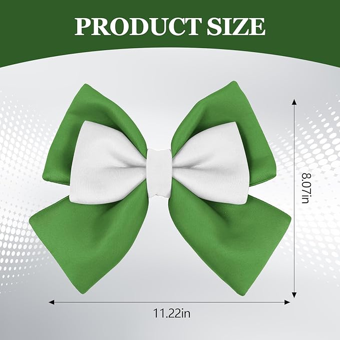 Bow Helmet Accessory, 8.07"x11.22" Stylish Motorcycle Helmet Bow Decoration for Women, Removable Cute Fashion Ribbon Bows Ornament for Motorcycle Scooter E-Bike Helmets (Green+White)