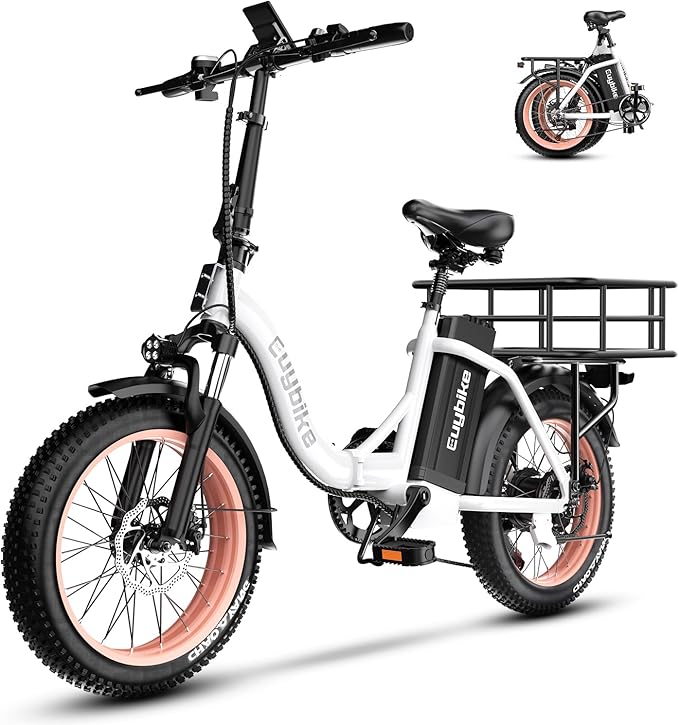 1000W Folding Electric Bike,48V 20AH Removable Battery E Bike,30+MPH,80 Miles Max Range Electric Bike for Adults,20" Fat Tire Foldable ebike,Adult Electric Bicycle for Commute Beach Snow