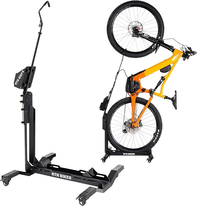 Brutus Up Pro Mobile Vertical Bike Stand – Rolling Garage Rack with E-Bike Charger Mount – Heavy Duty 66 lbs Capacity – Fits 24-29" Wheels & 3.5" Tires – Made in EU