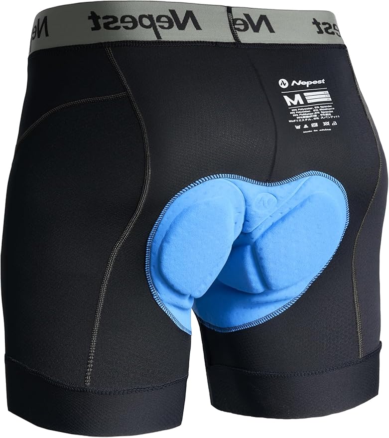 Nepest Mens Cycling Underwear 4D Padded Bike Shorts MTB Liner Mountain Bicycle Tights for Riding