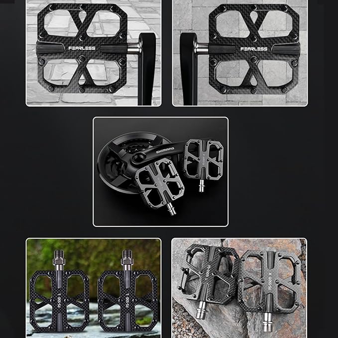 Carbon Fiber Pedals with Titanium Core - Lightweight T800 Carbon Fiber, Anti-Slip Aluminum Pins, 12-Pin Design, Durable & Strong for Road & Mountain Bikes