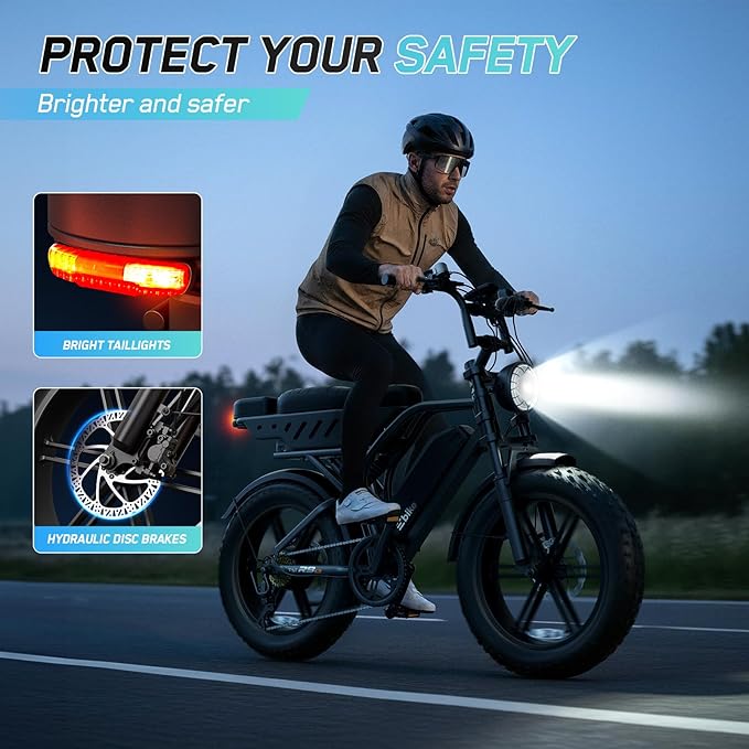 Electric Bike for Adults,1500W Peak Motor Retro E Bike,30MPH Max Speed,60/110 Miles Range,Removable 48V 15Ah Battery,20"x4.0"Fat Tire,Ebike with Suspension,UL 2849