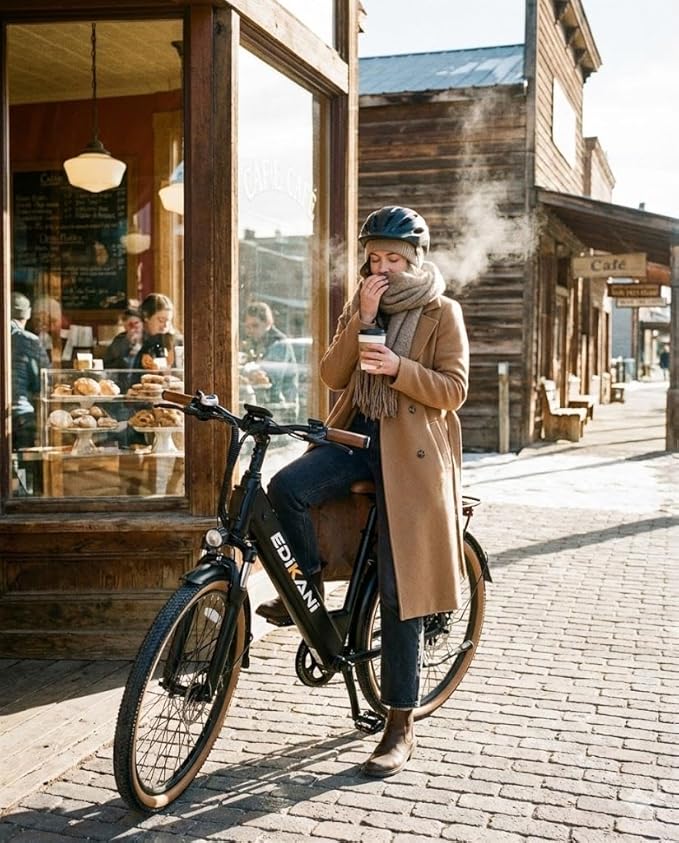 EDIKANI Electric Bike for Adults 25MPH 1500W Peak 26" Comfortable Step-Through Ebike with 48V Internal Battery Adjustable Stem Best Electric Bicycle for Women Commuter up to 70 Miles EDM02