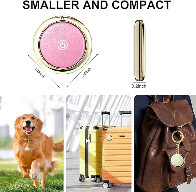 Tracker Tag Finders Work for Apple Find My (iOS Only) APP GPS Tracker Air Tags for Dogs Cats Luggage Keys Backpack Satchel (White&Pink, 2Pack)