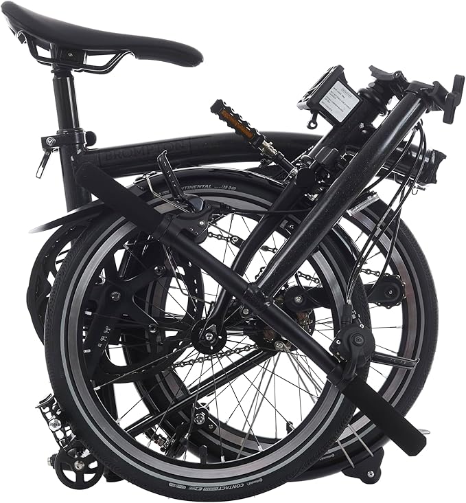 Brompton Superlight Folding Commuter Bike P Line 4-Speed | Compact Urban Bike for Adults, Titanium Rear Frame