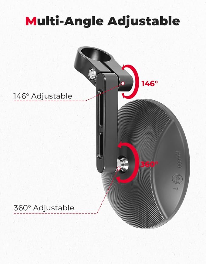 KEMIMOTO Motorcycle Rear View Mirror, CNC Aluminum Bar End Side Mirror for 22mm or 25.4mm Handlebar Diameter with M8 Bolt Compatible with Most Motorcycle, E-bike, Scooters, ATV, UTV