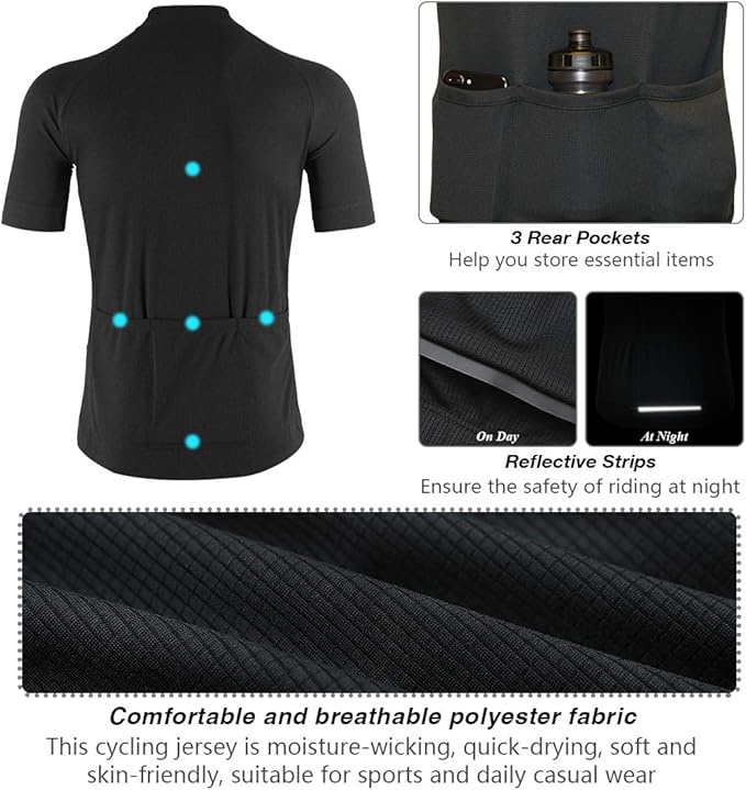 CATENA Men's Cycling Jersey Short Sleeve Shirt Running Top Moisture Wicking Workout Sports T-Shirt