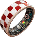 Smart Ring Blood Pressure Monitoring 5ATM Waterproof Activity Tracker Stress/Temperature Sensor Sleep Coach & Women’s Health Titanium Unisex Sport Ring Compatible with iOS/Android Red 7
