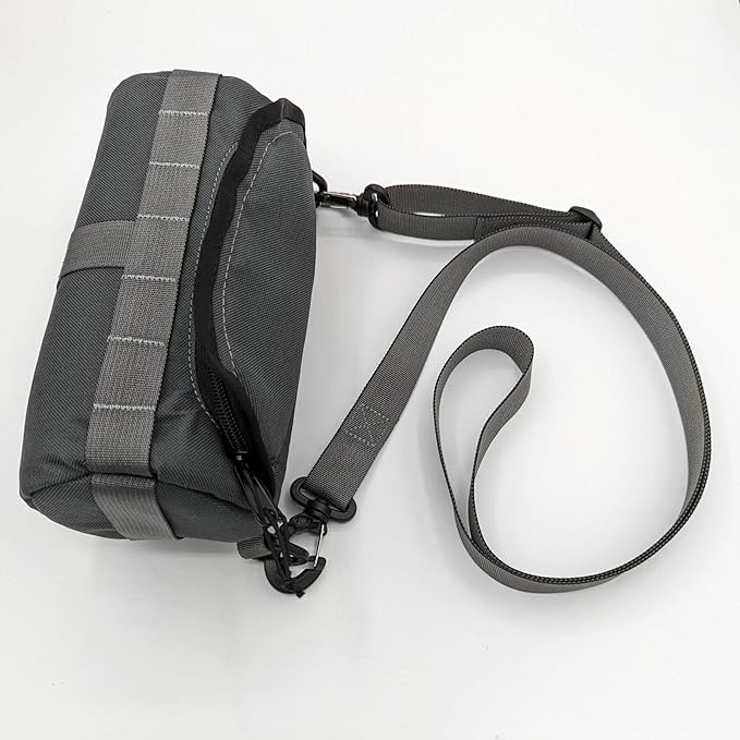 Sling Strap (Grey) - Adjustable Slide up to 58" Long | Includes Metal Clips | Made of Nylon Construction | Durable | Can be Used in Handlebar Bags & Stem Bags | Made in USA