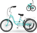 MOPHOTO Adult Folding Tricycle, 7-Speed 3 Wheel Bike for Adults, Seniors, Women & Men, 20/24/26 Inch Low Step-Through Trike with Large Rear Cargo Basket, Adjustable Seat, Space-Saving Cruiser Bicycle