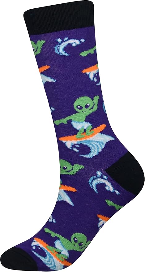 Cansok Men's 2/4 Packs Fun Crazy Novelty Dress Crew Socks