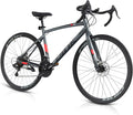Pipleo Road Bike, 700C City Commuter Bicycle, 21 Speeds Shimano Drivetrain Sport Racing Bike, Light Weight Aluminum Frame, Urban Street Bike for Men Women Adult, Gray, Frame Size 49CM