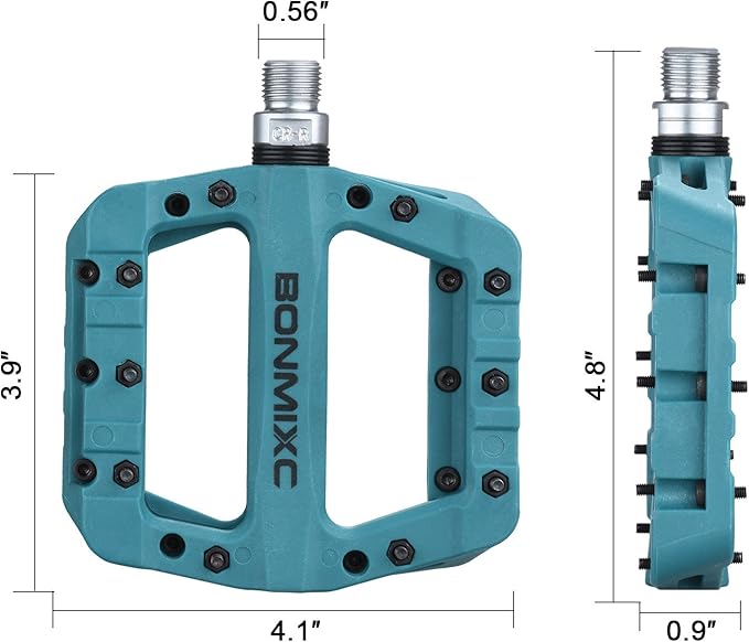 Mountain Bike Pedals Nylon Lightweight MTB Pedals Non-Slip Bicycle Pedals Large Platform Sealed Bearing 9/16” Thread