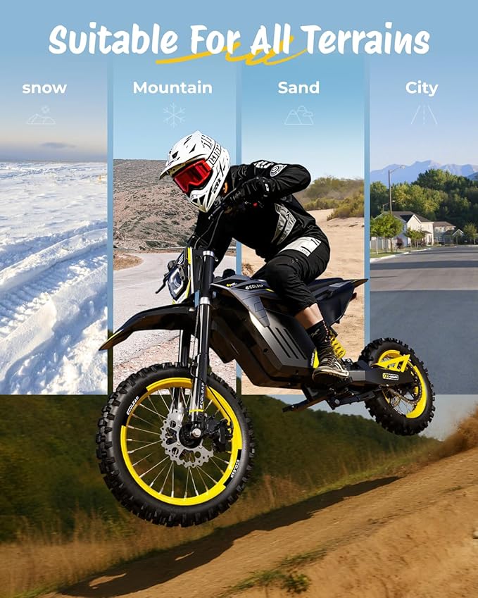 3500W Peak Electric Dirt Bike for Teens & Adults, 37MPH Electric Off-Road E-Bike with 48V 21Ah Battery, Up to 55 Miles Range, Dual Suspension, Hydraulic Brakes, 400LBS Load, Fit Age 13+