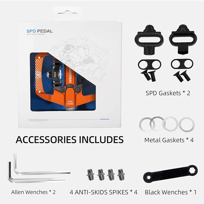MZYRH Pedal,MTB Mountain Bike Pedals Compatible with Dual Function Sealed Clipless Aluminum 9/16" Bicycle Flat Platform with Cleats for Road, MTB