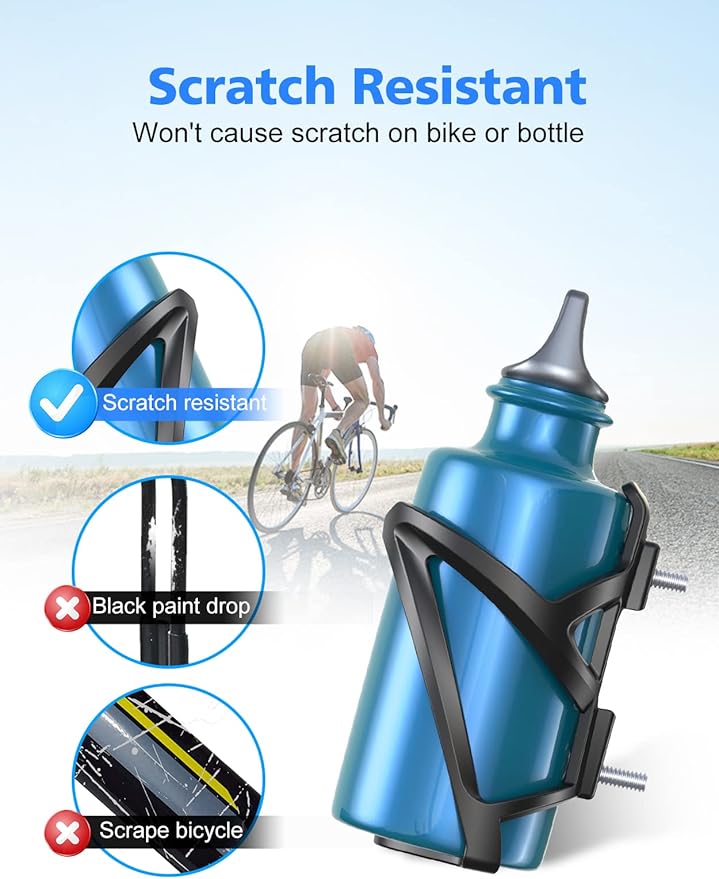 Bike Water Bottle Holder, WOCBUY Bicycle Water Bottle Holder Cage Bracket Fit 22-26 oz Bottle with Secure Screw Mounting, Perfect for Cycling, Commuting or Other Outdoor Activities