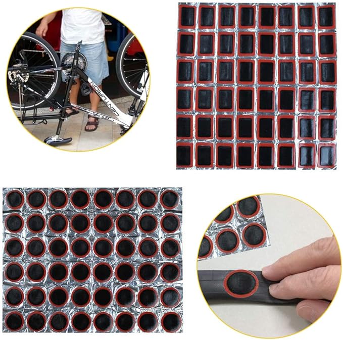 Shuxy 96pcs Bike Tire Repair Kit Bicycle Tire Patch Hardened Levers Not Self-Adhesive Rubber Patch Outdoor Cycling Bicycle Tire Lever Rasp Tool for All Inflatable Inner Tubes in Road Emergency
