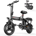 Electric Bike for Adults Teens, 800/1200W Peak Folding Ebike, 22/25MPH & 30/45 Miles Range, 14" Commuting Ebike with Dual Suspension & Dual Brake, 3-Speed Modes, Portable Electric Mini Bike