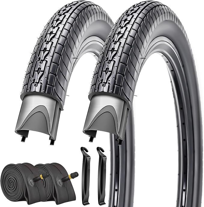 SIMEIQI 26x2.35 20x2.35 Inch Cruiser Beach Bike Tire Black White Wall or Brown Cream Wall Folding Replacement Bicycle Tire for Hybrid City Commuter Trail