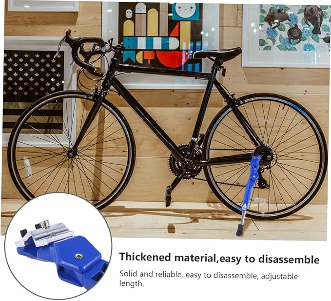 Lurrose Bike Kickstand: Aluminum Alloy Bike Kickstand Side Support for Mountainbike Blue Adjustable Foot Stand for Stable Parking