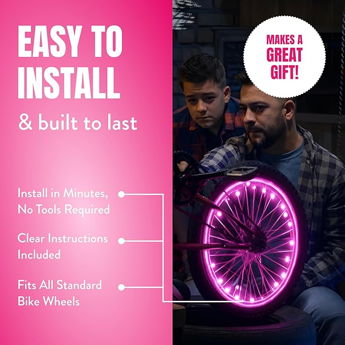 Activ Life 2-Tire Pack LED Bike Wheel Lights with Batteries Included, Get 100% Brighter and Visible from All Angles for Ultimate Safety and Style