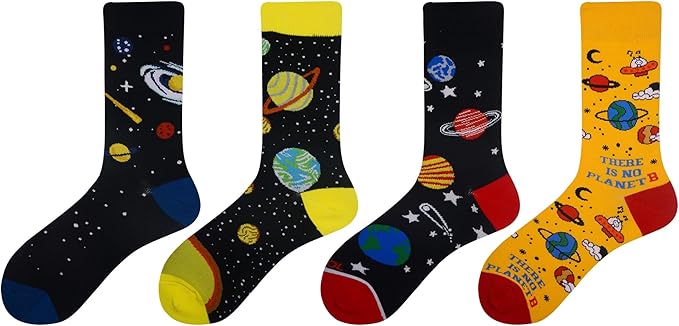 Cansok Men's 2/4 Packs Fun Crazy Novelty Dress Crew Socks