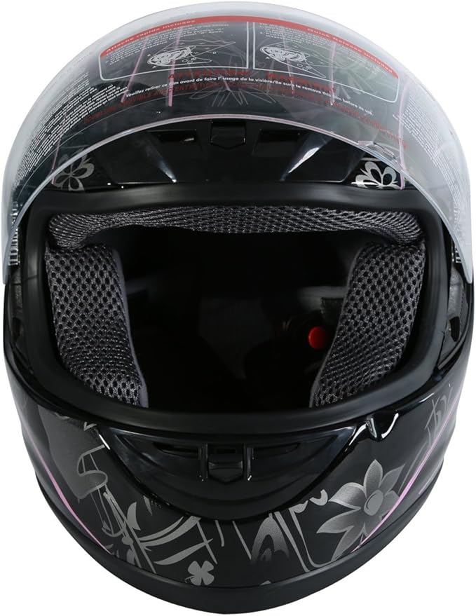 TCT-MOTORPARTS Full Face Helmet DOT Adult Pink Black Butterfly Motorcycle Motocross Flip Up Helmet for Women Men (Medium)