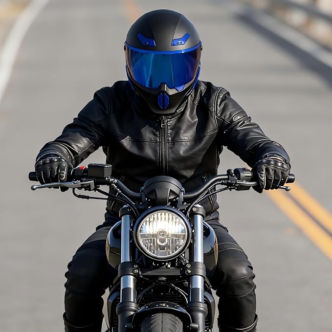 Motorcycle Helmets for Adult Men Women,Full Face Motorcycle Helmet,MG666 DOT Approved Motorbike Racing Street Bike Helmets with Two Visors