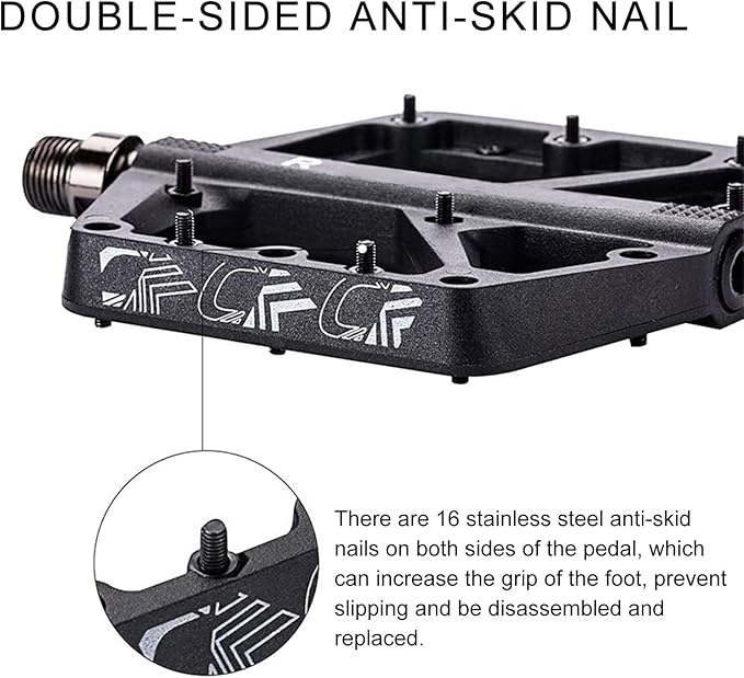 Light Weight Cycling Pedals Secure Grips Flat Mountain Bike Pedals with Sealed Bearing Suitable for Street Bikes 1 Pair