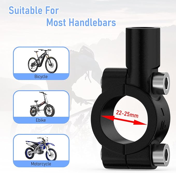 Handlebar Bike Mirror, 360° Adjustable Scratch Resistant Glass Lens, Safety Bicycle Rear View Mirrors for Ebike, Bicycle Universal Fit Accessories