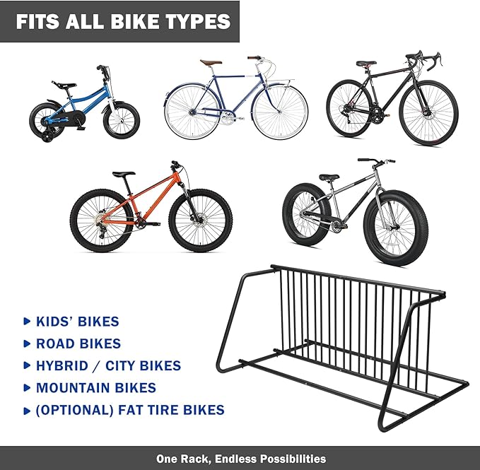 10 Bike Rack 61 Inch Heavy Duty Double Side Grid Bike Stand Powder Coated Steel Bicycle Parking Rack for Garage School Yard Street Commercial Outdoor Use