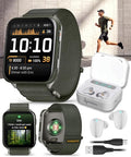Wearable4U Garmin Venu X1 Thin and Lightweight GPS Smartwatch, AMOLED Display, Moss with Titanium Caseback and Moss ComfortFit Nylon Band White Earbuds Bundle