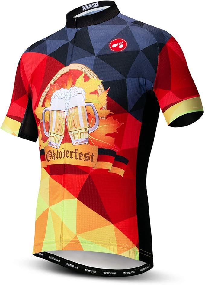 Men Cycling Jersey Skull Bike Short Sleeve Tops Quick-Dry Reflective 3-Pockets S-3XL