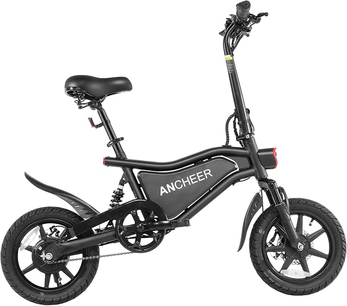ANCHEER Folding Electric Bike for Adults, 374Wh Ebike, 20MPH Electric Bikes, 14" Foldable Electric Bicycle, 20-50 Miles Electric Bikes, E Bike, LCD Display, Dual Suspension, UL2849 Compliant