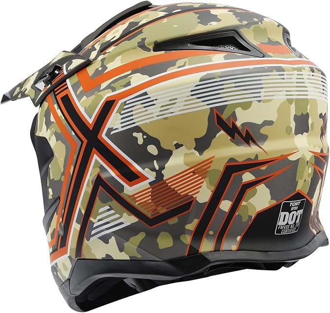 TCT-MOTORPARTS DOT Motorcycle Adult Full Face Helmet Camouflage Off Road Dirt Bike Motocross ATV MTB Helmet for Men Women Medium