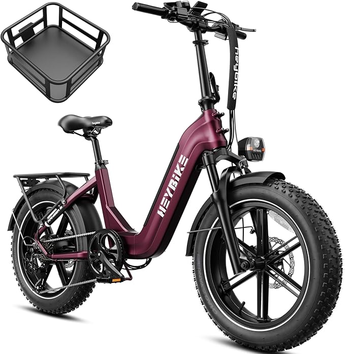 Heybike Ranger 20"x4.0" Fat Tire Folding Electric Bike for Adults, 1200W/1800W Peak Motor, 28/32MPH, up to 55/90 Miles Range, UL2849 Certified Removable Battery for Commute Beach Mountain Snow E Bike