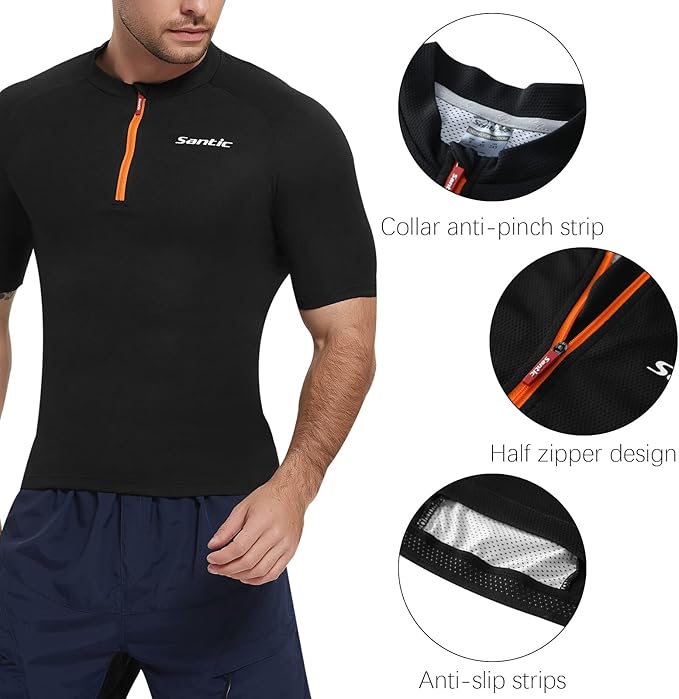 Santic Men’s Cycling Jersey Short Sleeve Bike Shirts for Men Bicycle Jacket with Pockets Breathable & Quick Dry Yorkson