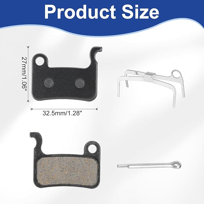HARFINGTON Disc Brake Pad 1.28" x 1.06" Semi-Metallic Resin Bike Brake Pads with Spring and Pin for BB7 M355 M446 M640 Mountain Road Bikes, Black