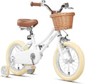 Petimini Vintage Kids Bike for Girls, 12–20 Inch Classic Bicycle with Wicker Basket & Bell, High Tensile Steel Frame, Training Wheels (12–18”), 85% Pre-Assembled, Retro Bike for Outdoor Riding