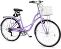 Ktaxon Women Bike 24/26 Inch Bicycles for Women, Beach Cruiser Bike with Premium Derailleur & Shift Lever, Adjustable Seat, High-Carbon Steel Frame and Excellent Welding Technology | Premium Derailleur, Shift Lever, Adjustable Seat