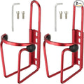 Water Bottle Cage, Bike Water Bottle Holder, Lightweight Aluminum Alloy Bicycle Cup Cage with Beads & Screws Tool - Fitting for (Road/MTB Cycling/Touring Bike) 2 Pack & Red